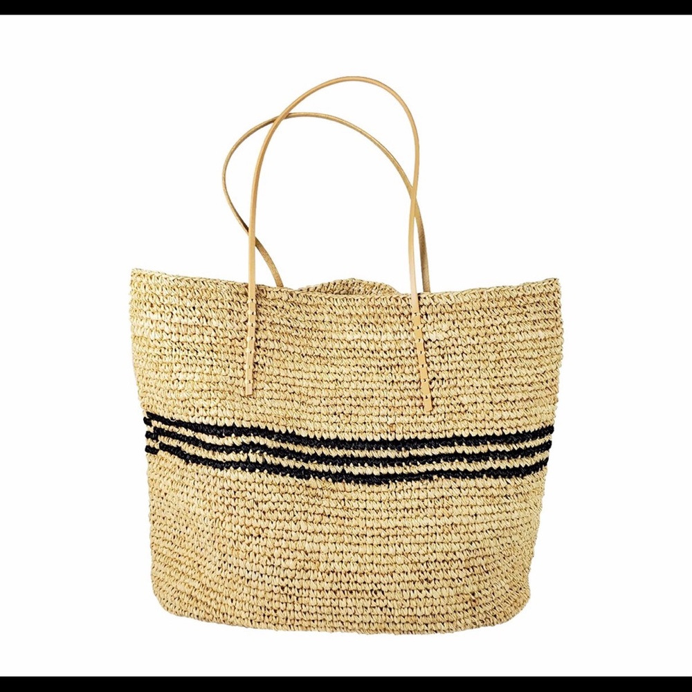 Hat Attack Luxe Striped Tote Bag Nat\black**NWT**